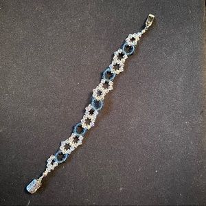 Handmade White and Blue Beaded Bracelet